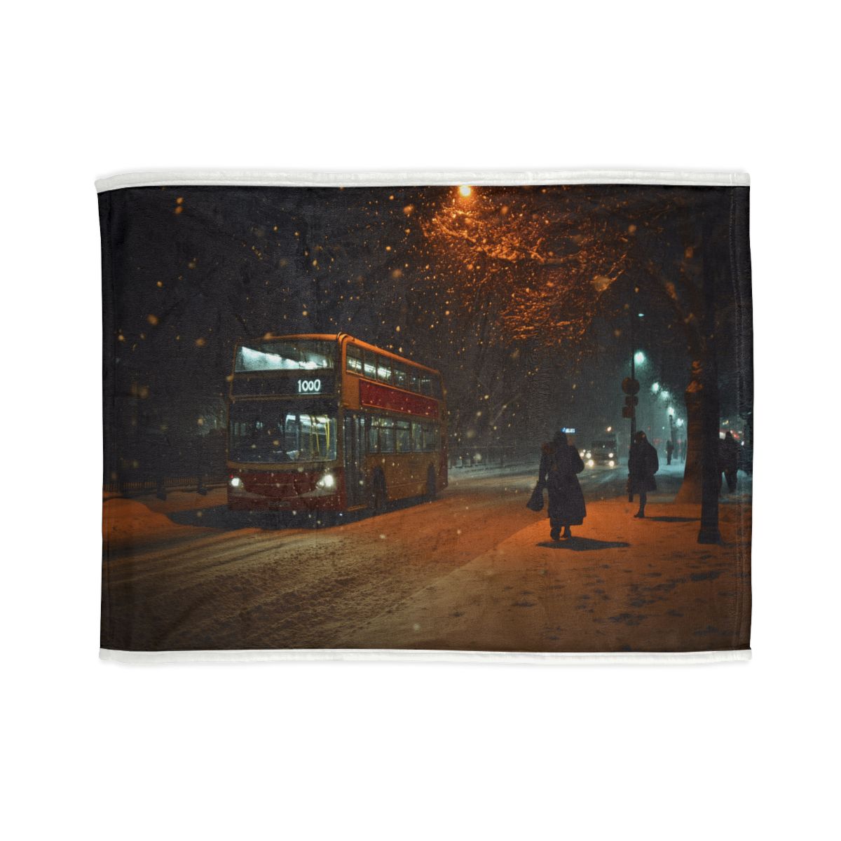 "London Snow Night Bed Cover: Embrace the Winter Wonderland"