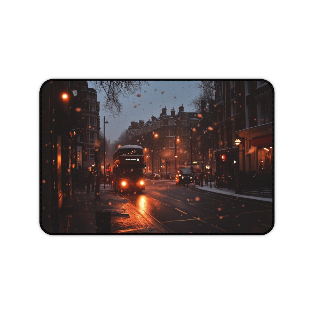 "London Snow Night Desk Mat: Dreamy"