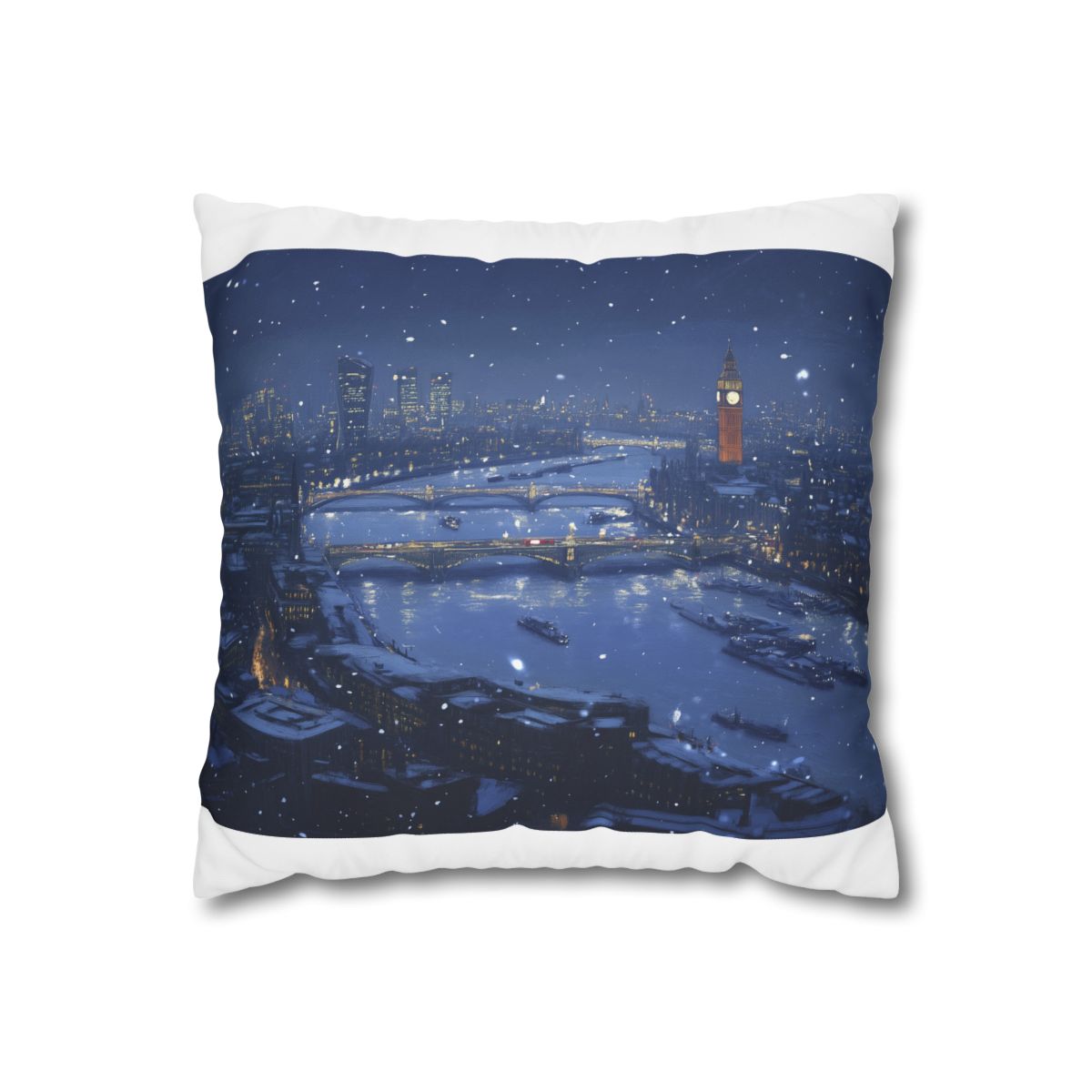 London Snow Night Pillowcase: Dreamy Winter Wonderland