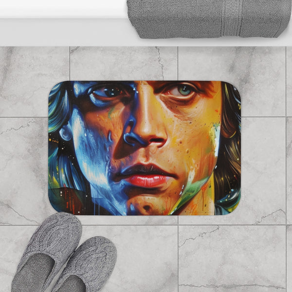 Luke Skywalker Painting (Edition II) — Memory Foam Bath Mat — Modern Bathroom Floor Lifestyle View