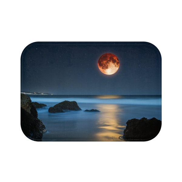Lunar Eclipse Seen from Alien Beach (Edition II) — Memory Foam Bath Mat — Top-Down Memory Foam Bath Mat View