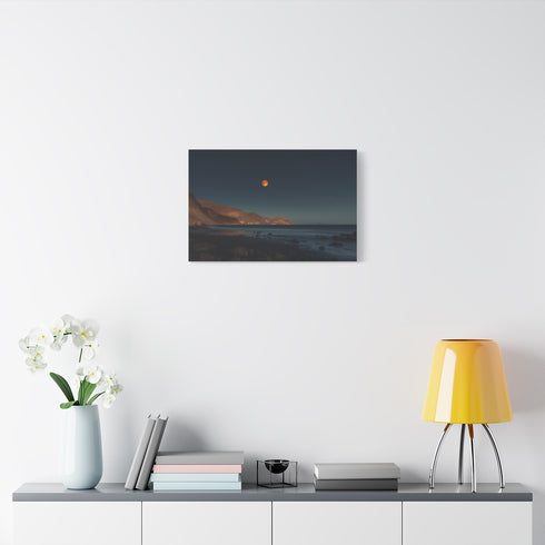 Lunar Eclipse Seen from Alien Beach (Edition III) — 24×16 Canvas Wall Art — Living Room Wall Lifestyle View