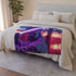 Mace Windu Wielding Purple Lightsaber — Plush Fleece Throw Blanket — Drape over Sofa & Bed Lifestyle View
