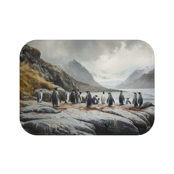 Macquarie Island Australia Penguins and Seals Paint (Edition IV) — Memory Foam Bath Mat — Top-Down Memory Foam Bath Mat View