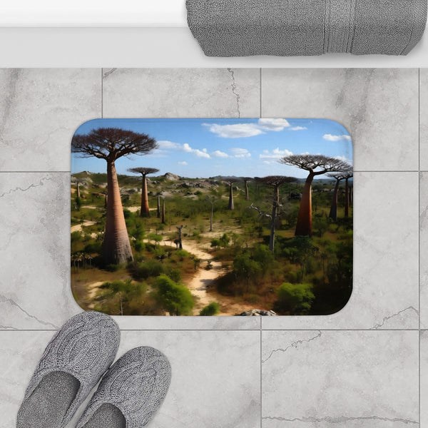 Madagascar Flora Fauna — Non-Slip Bath Mat — Bathroom Floor Lifestyle View
