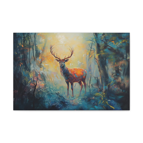 Magical Deer in Enchanted Forest (Edition II) — 24×16 Canvas Wall Art — Front Gallery-Wrapped Canvas View
