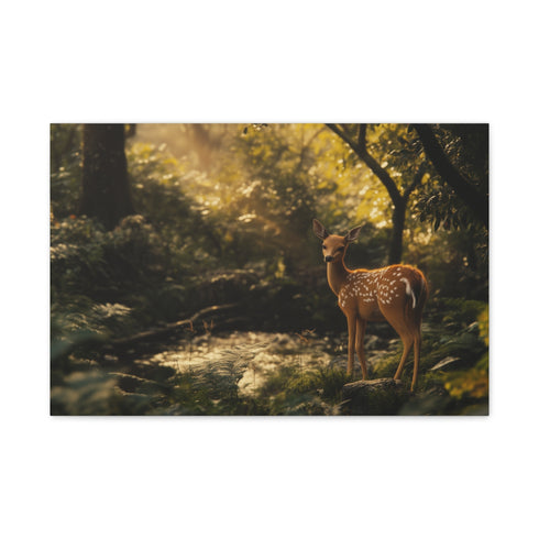 Magical Deer in Enchanted Forest (Edition III) — 24×16 Canvas Wall Art — Front Gallery-Wrapped Canvas View