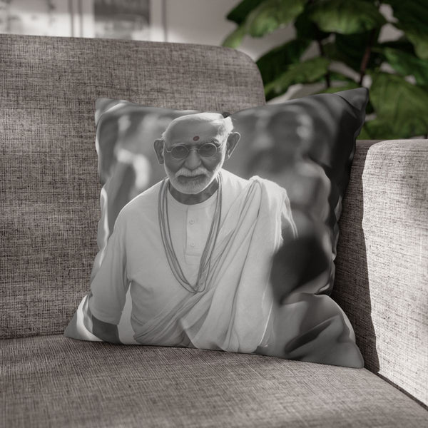 Mahatma Gandhi Peaceful Salt March — Double-Sided Cushion Cover — Sofa & Armchair Living Room Lifestyle View
