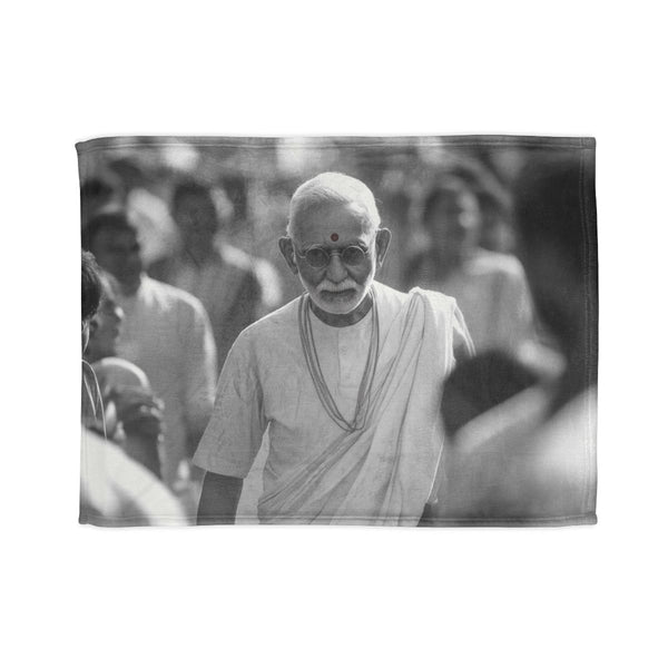 Mahatma Gandhi Peaceful Salt March — Plush Fleece Throw Blanket — Full Spread Plush Fleece Artwork View