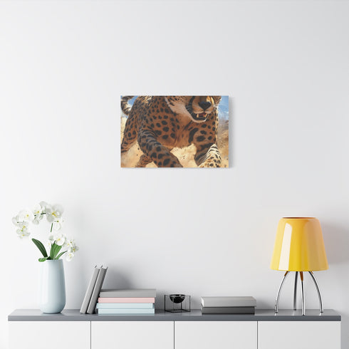 Majestic African Cheetah on Savanna — Stretched Canvas Wall Art — Living Room Wall Lifestyle View