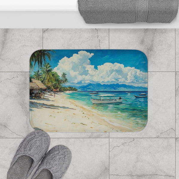 Malapascua Island Philippines Cebu Painting (Edition VI) — 61×43 Memory Foam Bath Mat — Modern Bathroom Floor Lifestyle View
