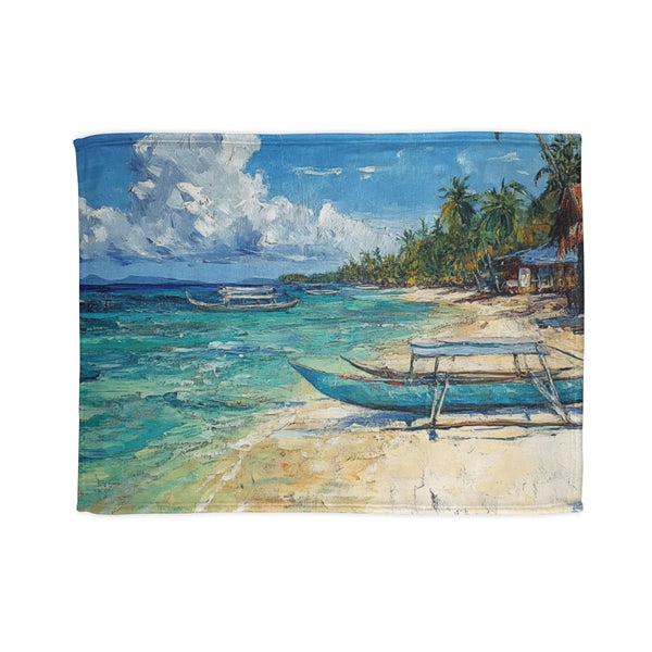 Malapascua Island Philippines Cebu Painting — 50×60 Plush Throw Blanket — Full Spread Plush Fleece Artwork View