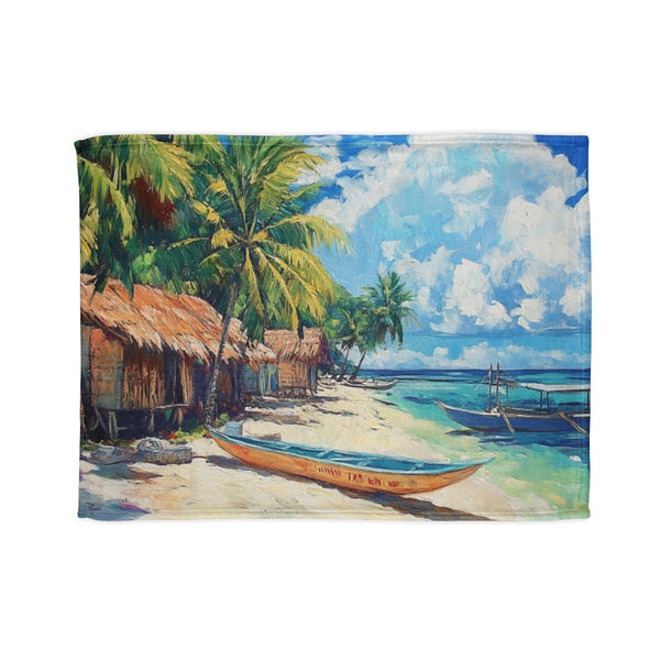 Malapascua Island Philippines Cebu Painting (Edition X) — Plush Fleece Throw Blanket — Full Spread Plush Fleece Artwork View