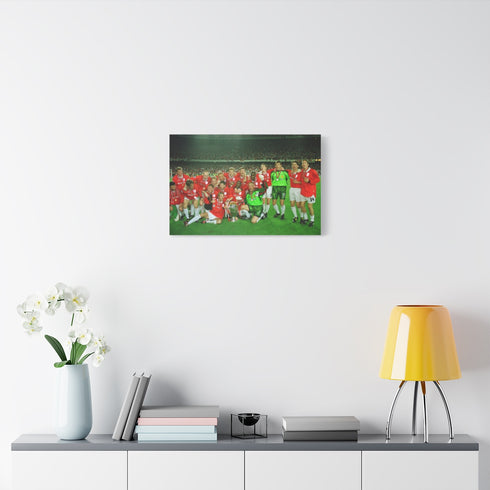 Manchester United Treble — Stretched Canvas Wall Art — Living Room Wall Lifestyle View