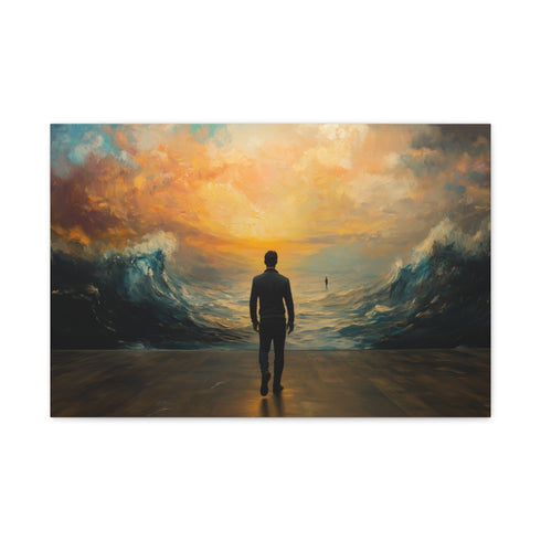 Man Walking Into Painting — 24×16 Canvas Wall Art — Front Gallery-Wrapped Canvas View