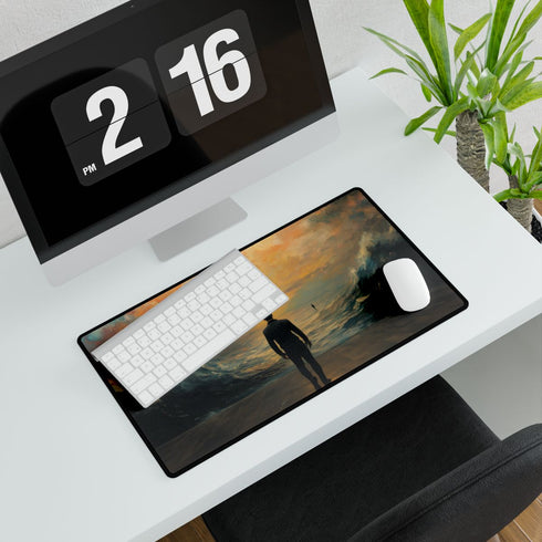Man Walking Into Painting — XXL Gaming Desk Mat — Gaming & Workspace Desk Setup View