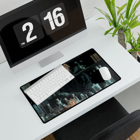 Marie Curie in Her Radium Laboratory — XL & XXL Desk Mat — Gaming & Workspace Desk Setup View