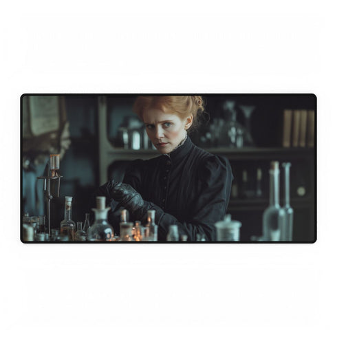 Marie Curie in Her Radium Laboratory — XL & XXL Desk Mat — Full Top-Down Artwork View