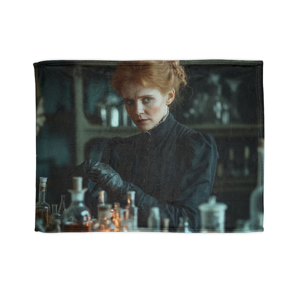 Marie Curie in Her Radium Laboratory — Plush Fleece Throw Blanket — Full Spread Plush Fleece Artwork View