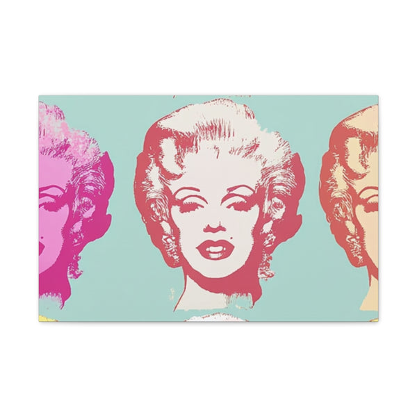 Marilyn Beautiful Warhol Style Screenprint Pas — 24×16 Canvas Wall Art — Front Gallery-Wrapped Canvas View
