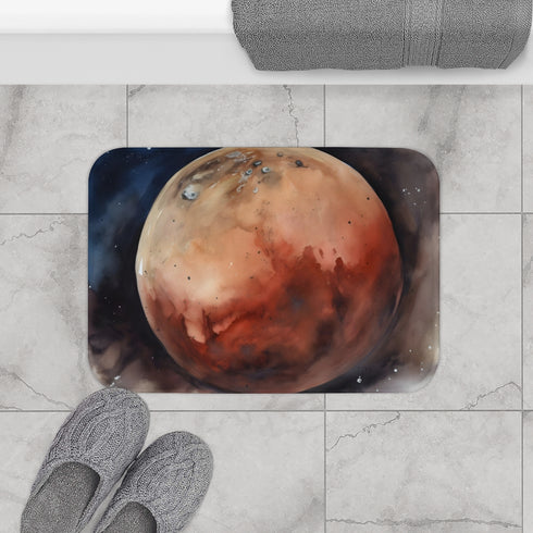Mars Watercolor Luxury Memory Foam Bath Mat - Bathroom Lifestyle View