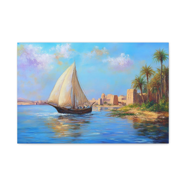 Marsa Alam River Nile Felucca Painting (Edition V) — 24×16 Canvas Wall Art — Front Gallery-Wrapped Canvas View