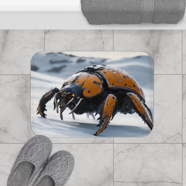 Mech Beetle Crawling on Ice Dunes — Memory Foam Bath Mat — Modern Bathroom Floor Lifestyle View