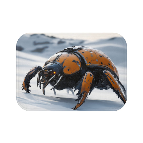 Mech Beetle Crawling on Ice Dunes — Memory Foam Bath Mat — Top-Down Memory Foam Bath Mat View