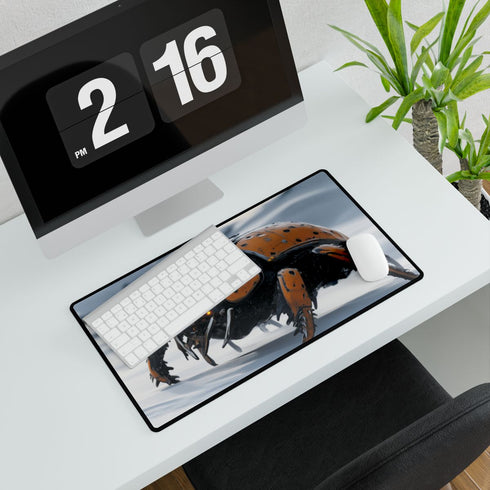 Mech Beetle Crawling on Ice Dunes — XXL Gaming Desk Mat — Gaming & Workspace Desk Setup View