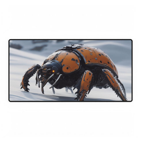 Mech Beetle Crawling on Ice Dunes — XXL Gaming Desk Mat — Full Top-Down Artwork View
