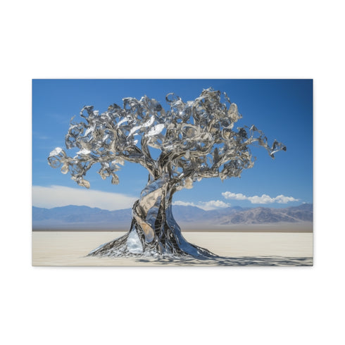 Mechanical Tree in Metallic Desert — Canvas Wall Art — Front Gallery-Wrapped Canvas View