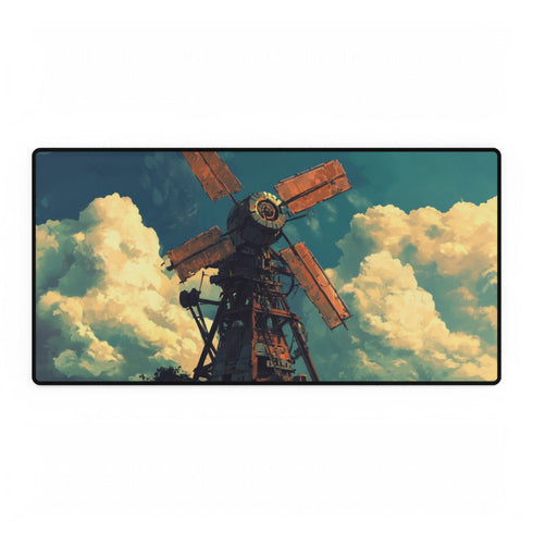 Mechanical Windmill Generating Gravity — XL & XXL Desk Mat — Full Top-Down Artwork View