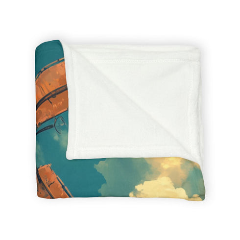 Mechanical Windmill Generating Gravity — 50×60 Plush Throw Blanket — Draped Over Sofa & Bed Lifestyle View