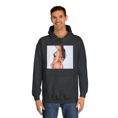 Megan Rain Graphic Unisex College Hoodie - Lifestyle Model View