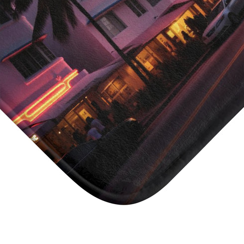 Miami Evening — Non-Slip Bath Mat — Cushioned Memory Foam & Non-Slip Backing Detail