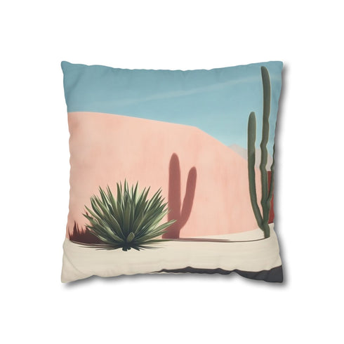 Minimal Desert Scene with Sharp Shadows — 40×40 Cushion Cover — Front 40×40 cm Square Cushion View