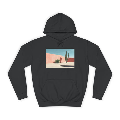 Minimal Desert Scene with Sharp Shadows Graphic Unisex College Hoodie - Jet Black Front
