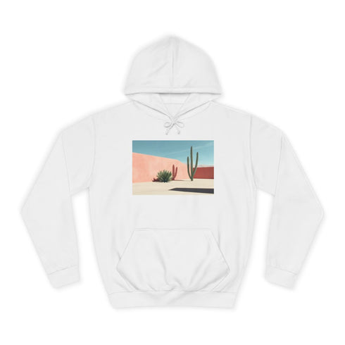 Minimal Desert Scene with Sharp Shadows Graphic Unisex College Hoodie - Arctic White Front