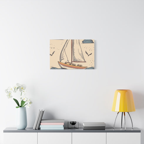 Minimalist One-Line Tropical Palm & Sun — Stretched Canvas Wall Art — Living Room Wall Lifestyle View