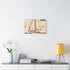 Minimalist One-Line Tropical Palm & Sun — Stretched Canvas Wall Art — Living Room Wall Lifestyle View