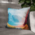 Minimalistic Mountain Landscape with Bold Colors — 40×40 Cushion Cover — Sofa & Living Room Lifestyle View
