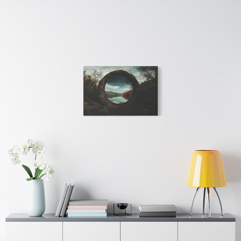 Mirror Reflecting Different Universe — Stretched Canvas Wall Art — Living Room Wall Lifestyle View