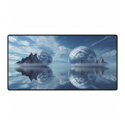 Mirror Sea Reflecting Alternate World — XL & XXL Desk Mat — Full Top-Down Artwork View