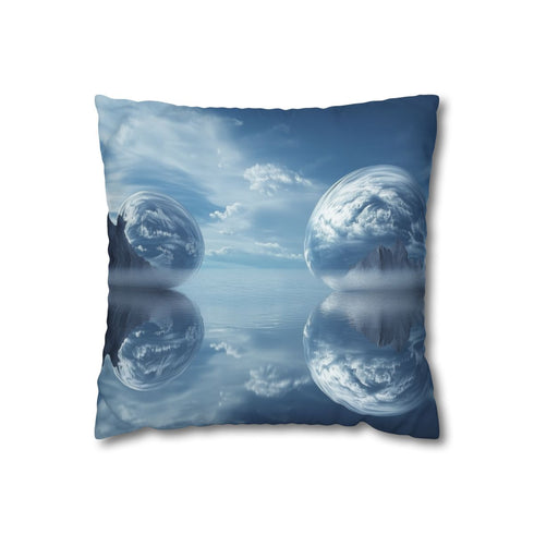 Mirror Sea Reflecting Alternate World — 40×40 Cushion Cover — Front 40×40 cm Square Cushion View