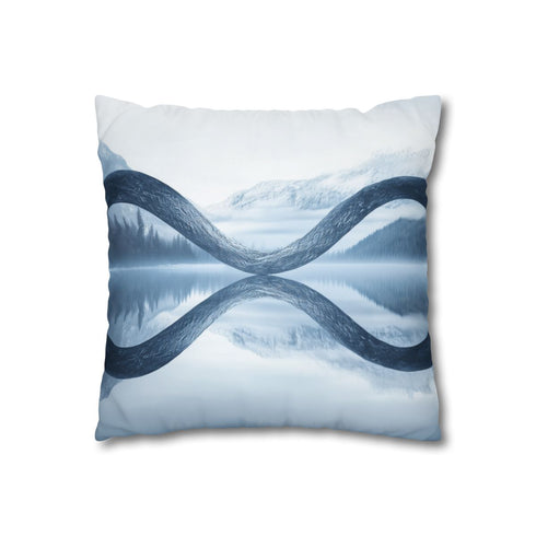 Mirrored River Bending into Infinity Loop — 40×40 Cushion Cover — Sofa & Living Room Lifestyle View