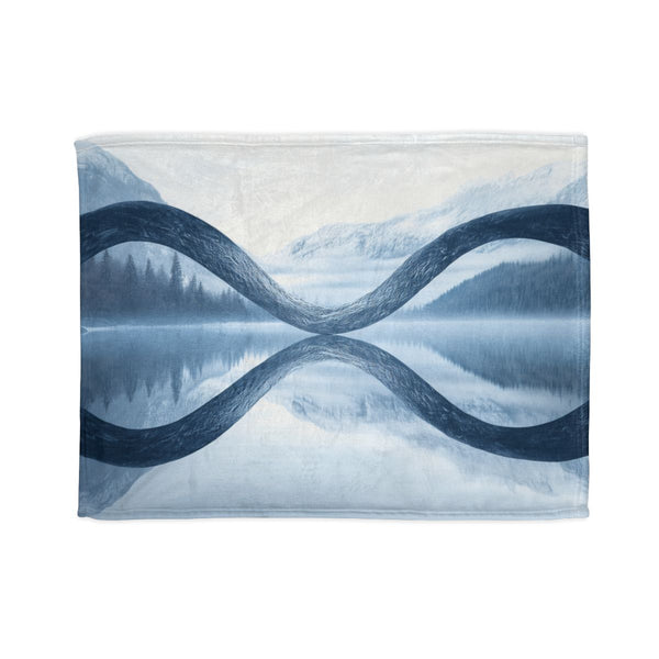 Mirrored River Bending into Infinity Loop Plush Fleece Throw Blanket