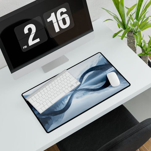 Mirrored River Bending Into Infinity Loo — XXL Gaming Desk Mat — Gaming & Workspace Desk Setup View