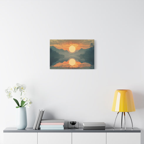 Mirrored Sky with Two Identical Suns (Edition II) — 24×16 Canvas Wall Art — Living Room Wall Lifestyle View