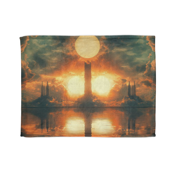 Mirrored Sky with Two Identical Suns Plush Fleece Throw Blanket