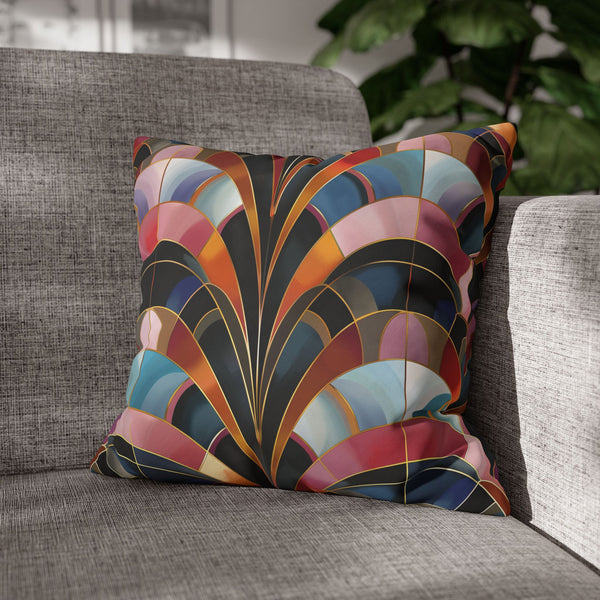 Art Deco Gold & Emerald Geometric Square Cushion Cover - Product in Use